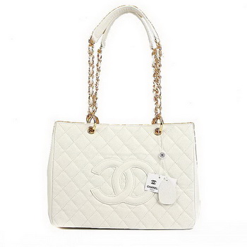 AAA Chanel Classic CC Shopping Bag A35899 White Caviar leather Golden Hardware Knockoff